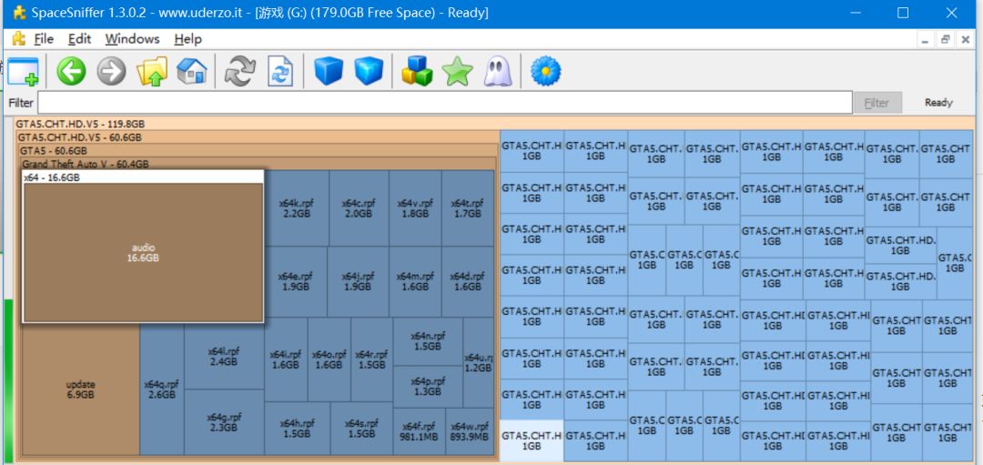 SpaceSniffer v1.3.2 直观查看电脑C盘空间占用的软件插图2